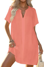 Women's Flowy V-Neck Beach Cover-Up - Short Sleeve, Lightweight and Breathable for Resort and Vacation Wear - Medium