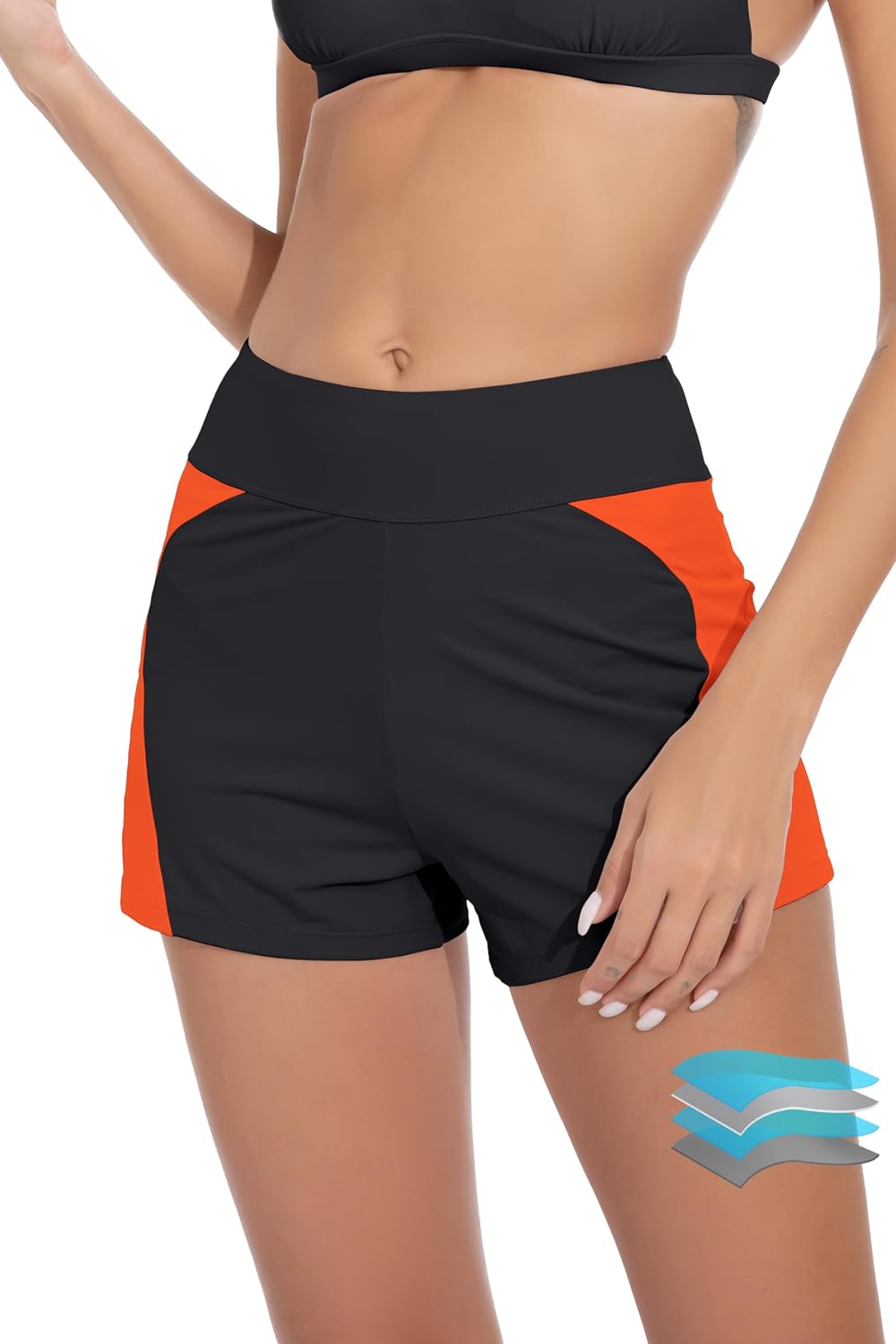 Women's Leakproof Period Swim Shorts - High Waisted Boy Shorts with Wide Waistband and Full Coverage - Small (17)
