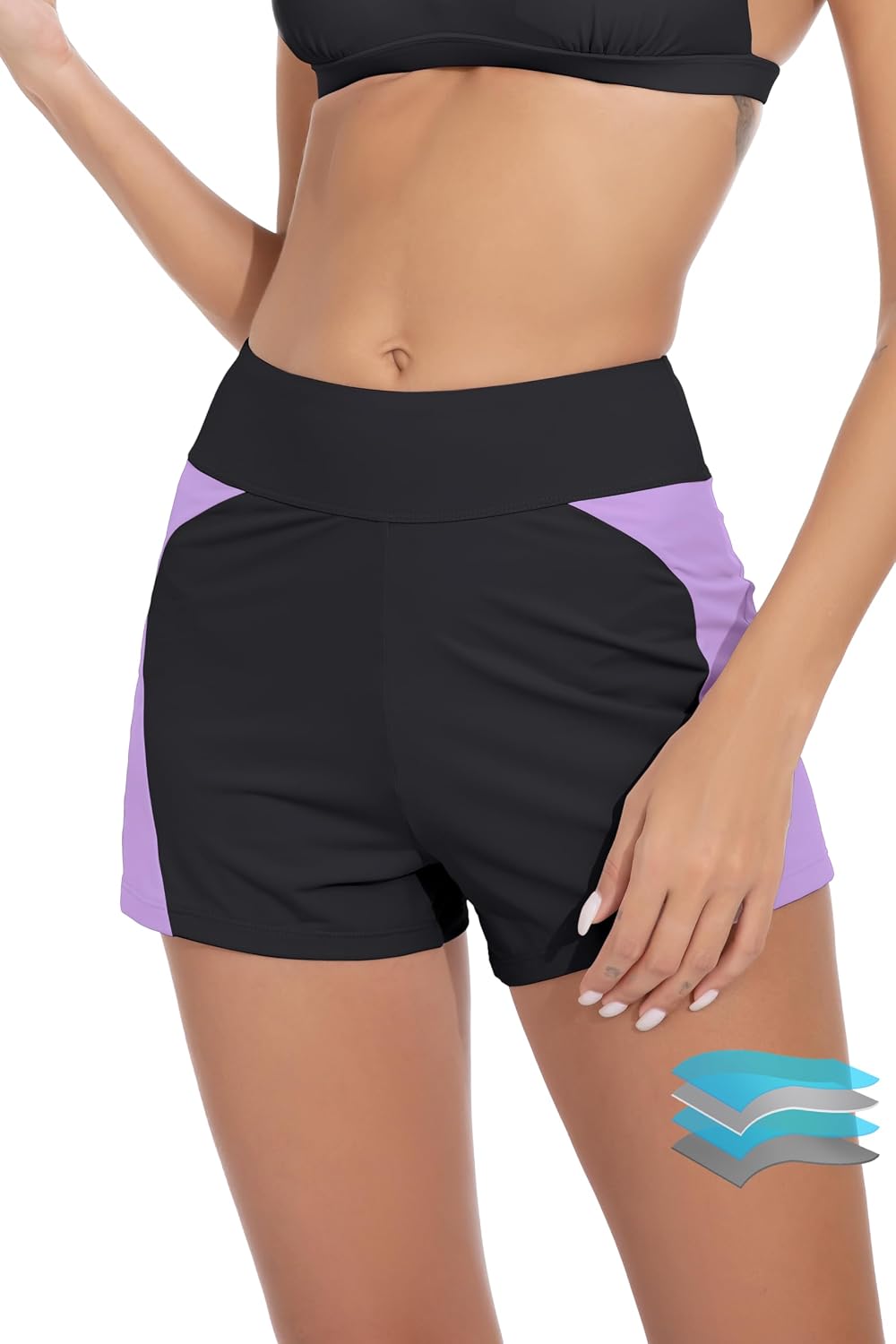 Women's Leakproof Period Swim Shorts - High Waisted Boy Shorts with Wide Waistband and Full Coverage - Small