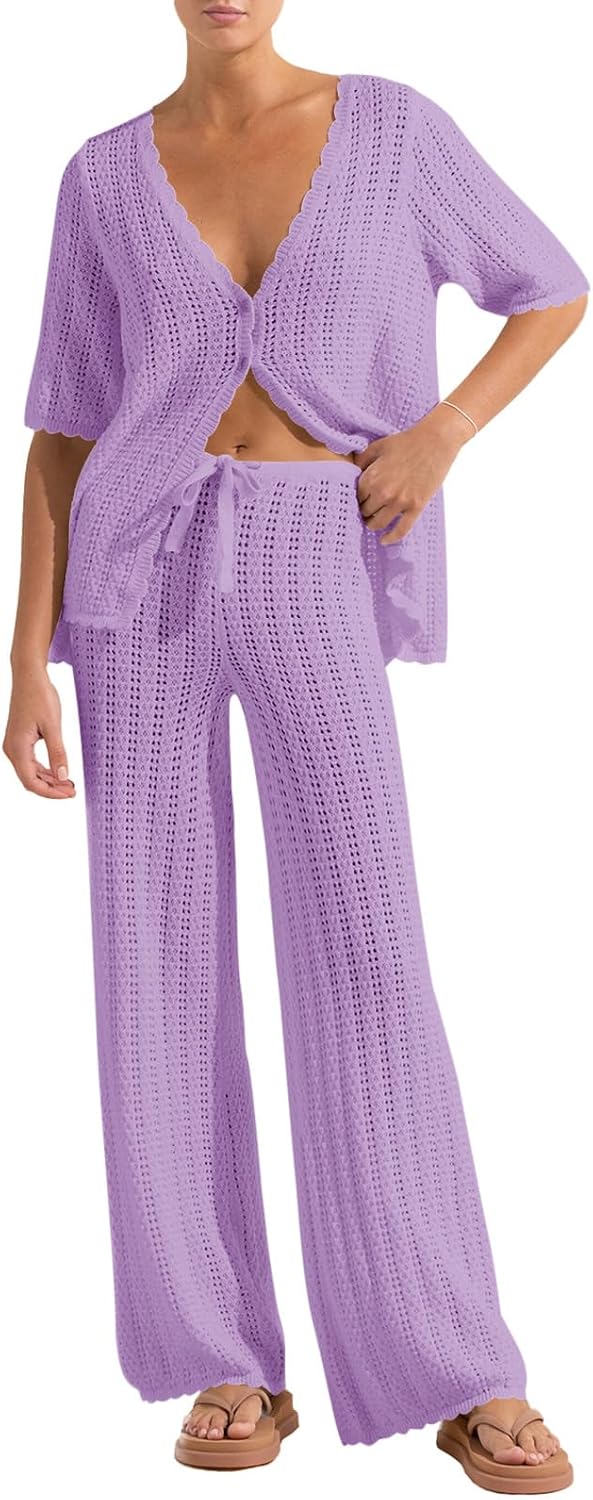 Women's Beach Cover-Up Set - Two Piece Swimsuit Coverup in Fifteen Colours for Pool and Vacation Days - Small