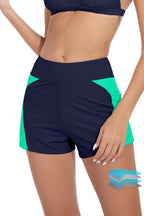 Women's Leakproof Period Swim Shorts - High Waisted Boy Shorts with Wide Waistband and Full Coverage - XX-Small