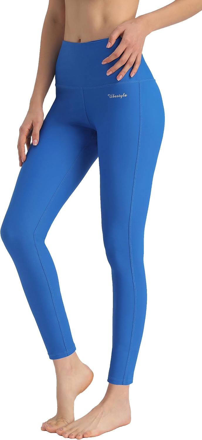 Women's Swim Leggings - UPF 50+ High Waist Rash Guard Pants with Built-In Liner and Chlorine Resistant Knit - Small
