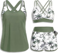 Women's 3 Piece Tankini Swimsuit - Tummy Control Top, High-Waist Boy Shorts and Built-In Brief for Swim Days - XX-Small
