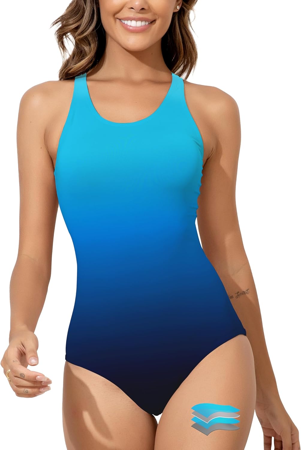 Women's Leakproof Period Swimsuit - One Piece Racerback with Cut Out Back, Wide Straps and Built-In Bra - Small