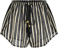 Women's Crochet Cover-Up Shorts - High Waisted Beach Bottoms with Drawstring Waist and Flowy Side Slits - Small