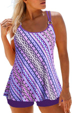 Women's Double Strap Tankini Set - Adjustable Shoulder Straps and Soft Breathable Two Piece Bathing Suit - Medium