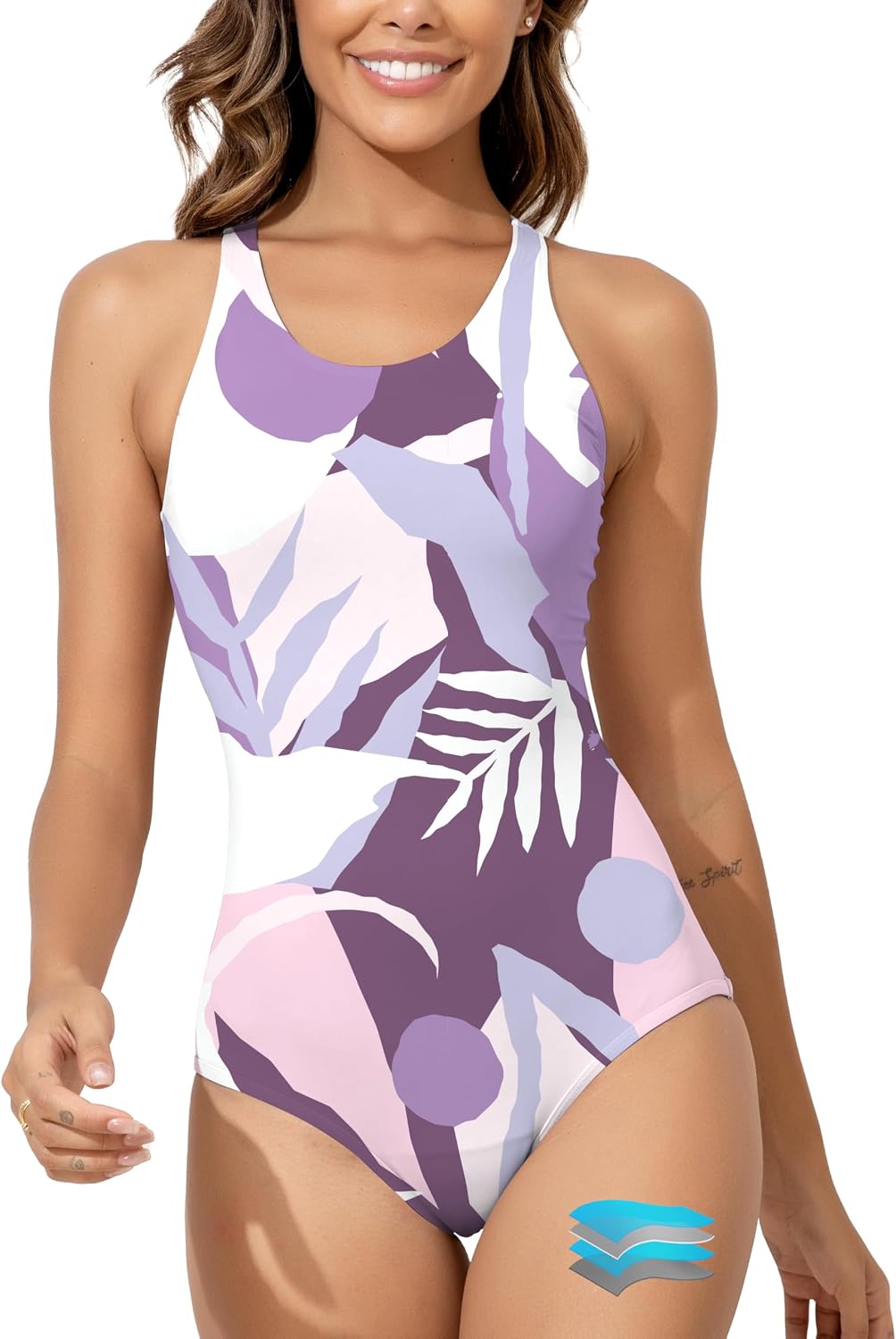 Women's Leakproof Period Swimsuit - One Piece Racerback with Cut Out Back, Wide Straps and Built-In Bra - Small