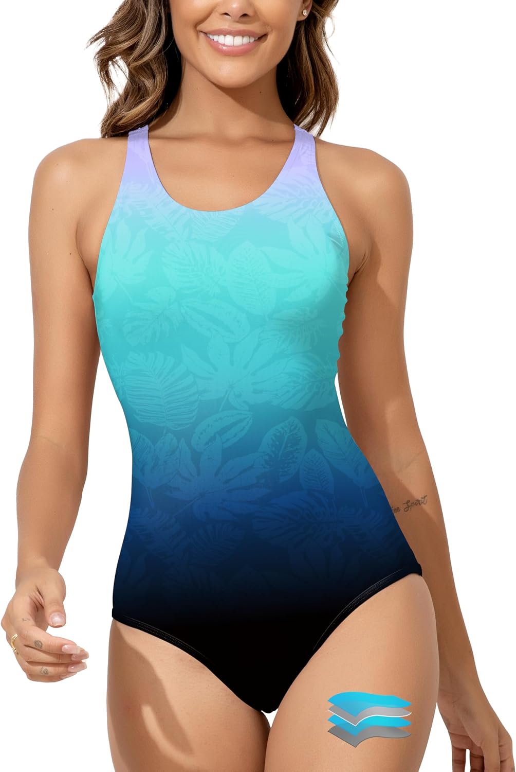 Women's Leakproof Period Swimsuit - One Piece Racerback with Cut Out Back, Wide Straps and Built-In Bra - XX-Small