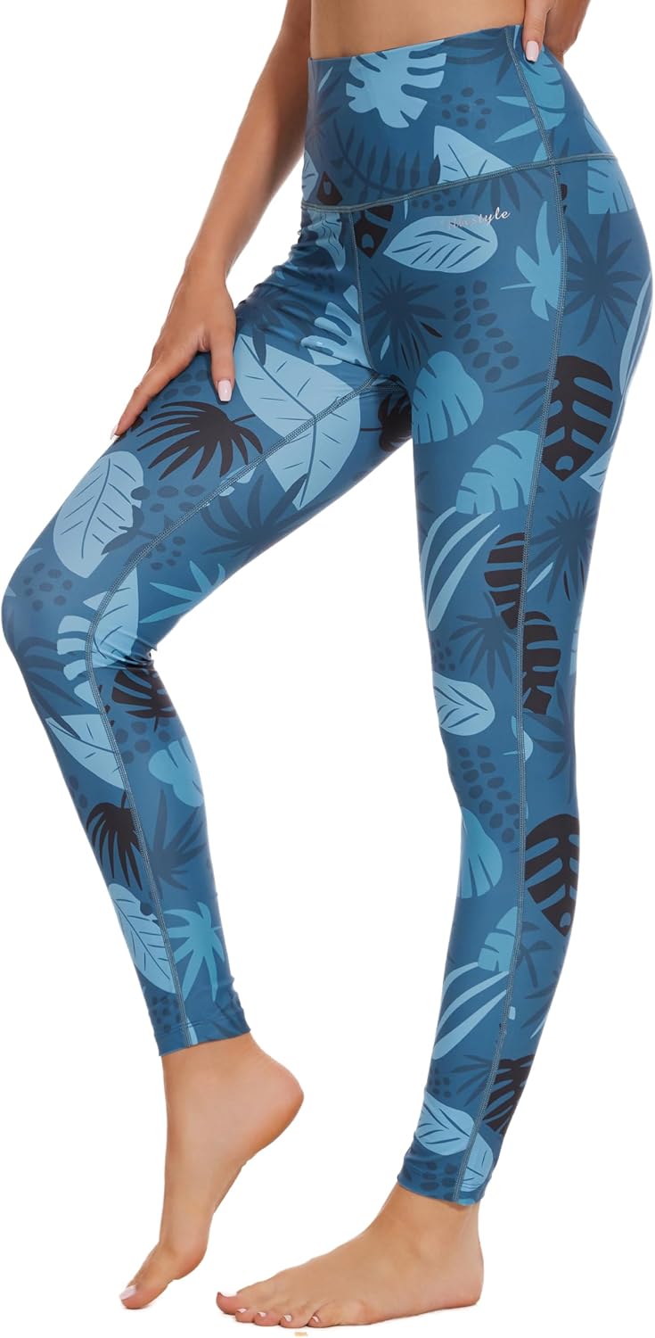 Women's Swim Leggings - UPF 50+ High Waist Rash Guard Pants with Built-In Liner and Chlorine Resistant Knit - Small