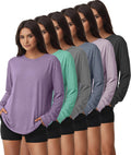 Women's Athletic Tee 6 Pack - Crew Neck Dry Fit Tops with UPF 50+ UV Protection for Gym and Yoga - Small
