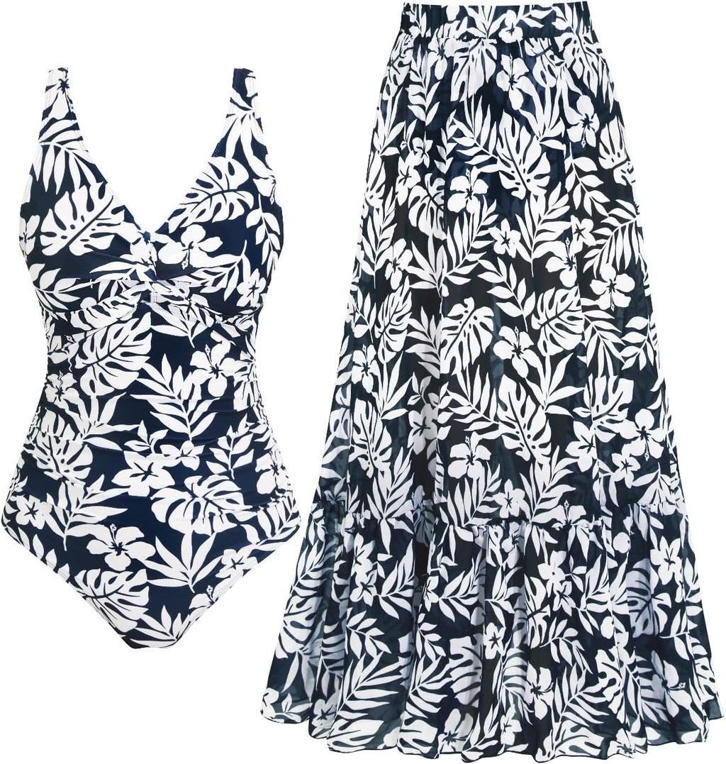 Women's Tummy Control One Piece Swimsuit - V-Neck Twist Front, Removable Pads and Full Coverage for Pool Days - Small