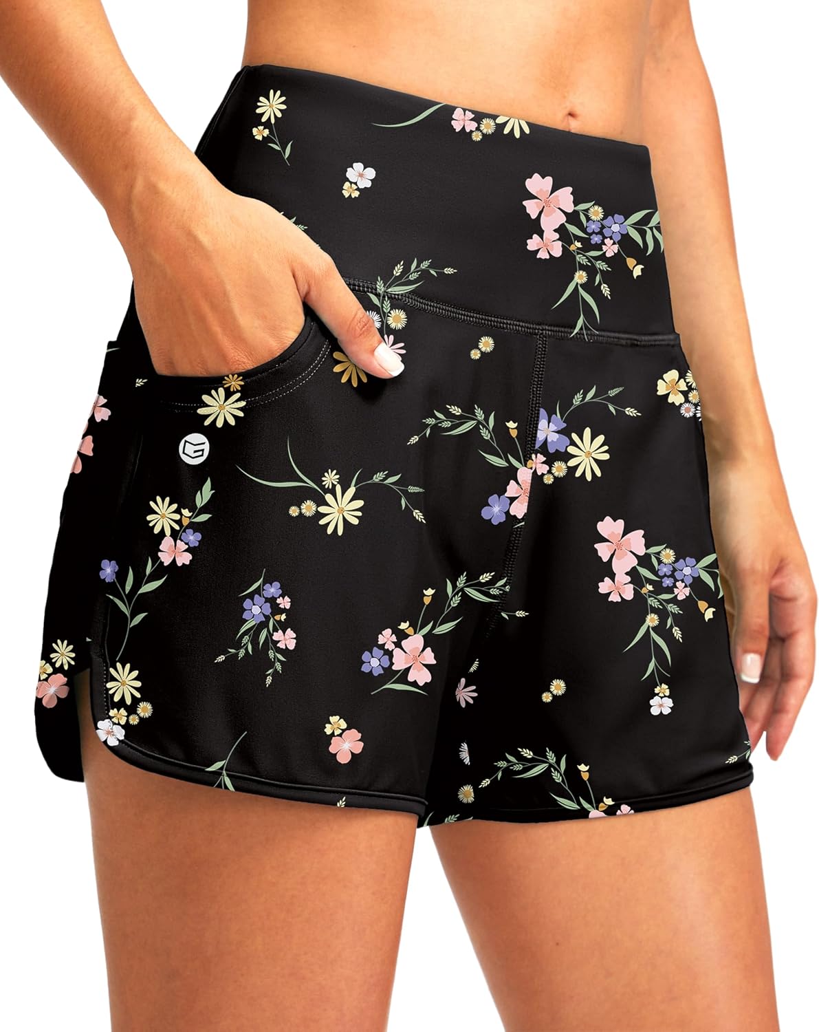 Women's Swim Board Shorts - UPF 50+ Quick Dry with Built-In Liner, Three Pockets and 3 or 5 Inch Inseam - 3'' Inseam (18